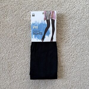 L’eggs Black Opaque Tights Womens Size Medium 1 Pair New In Package